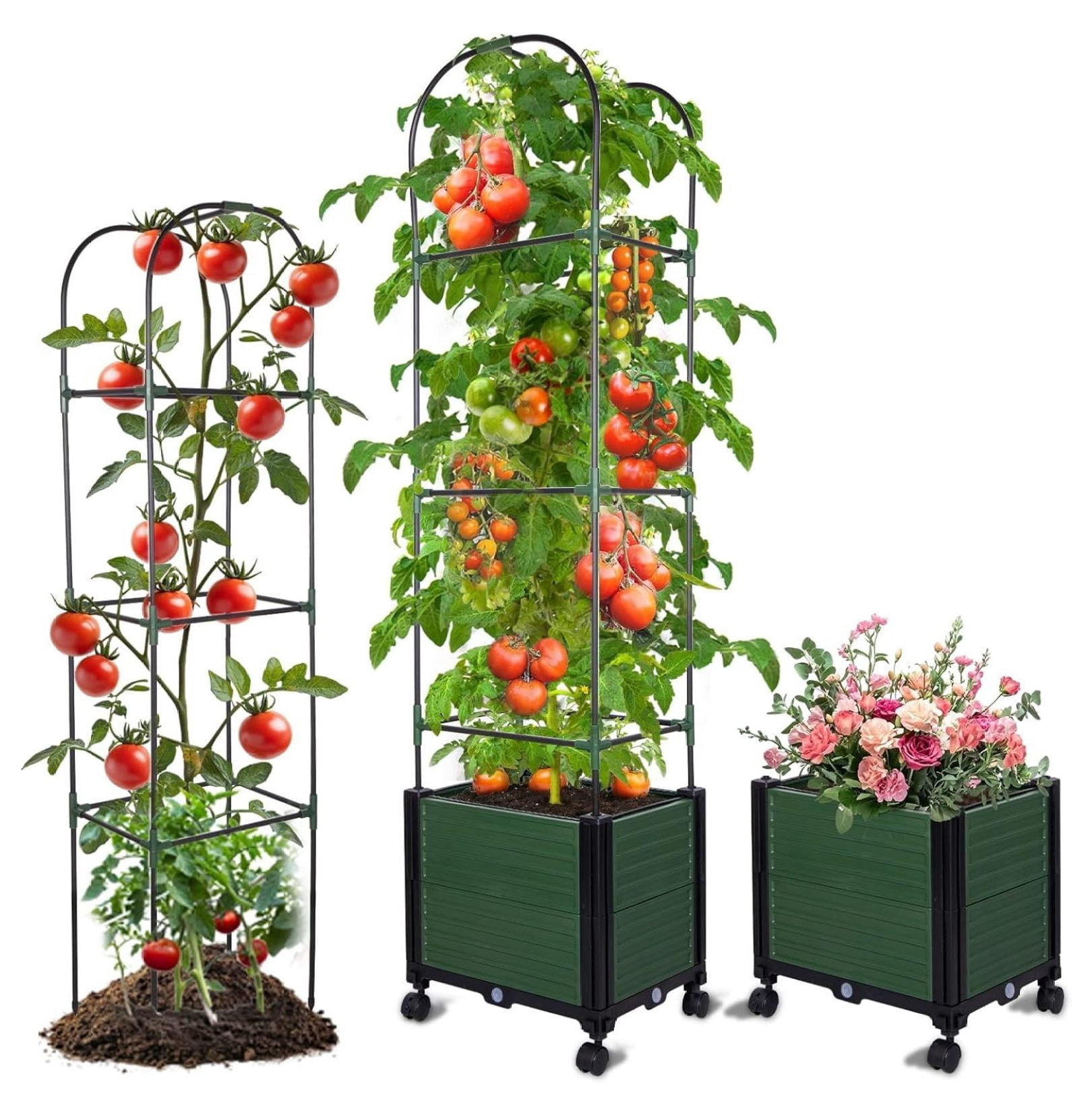 Raised Garden Bed Tomato Planter Trellis - 63 inch Tomato Cage Planter