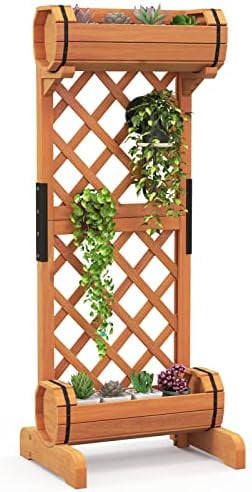 Raised Garden Bed with Trellis, Removable Planter Boxes with 2-Tier