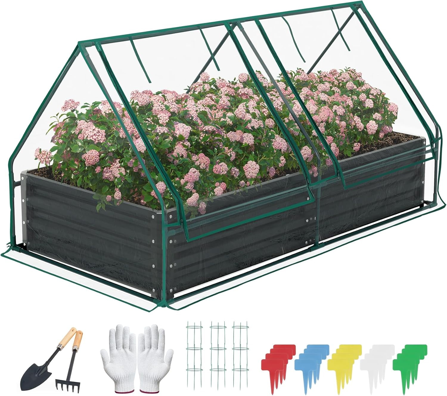 Raised Garden Bed for Vegetables Flowers Herbs, Cover Outdoor Extra