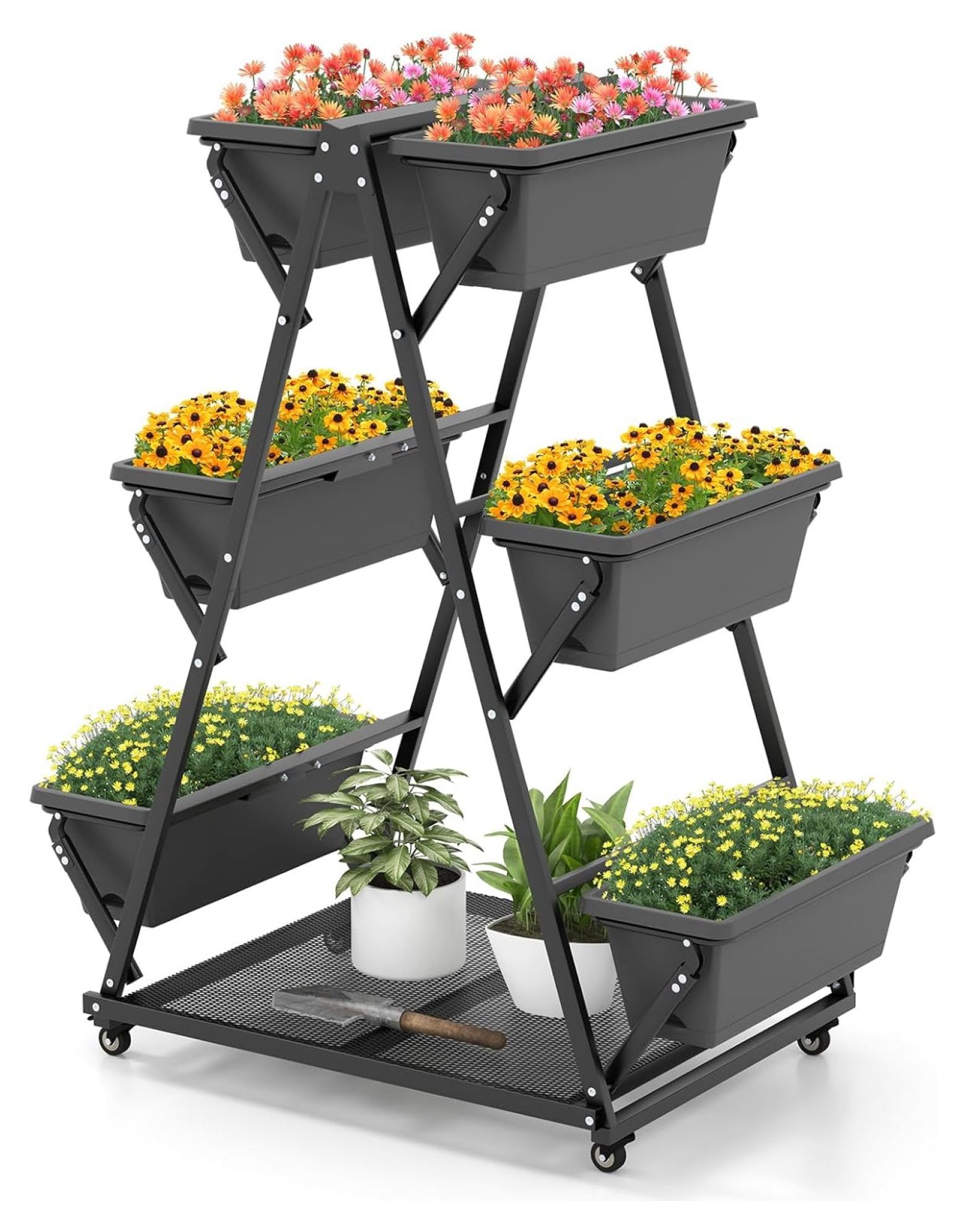 Raised Garden Bed, Vertical Garden Planter with Lockable Wheels