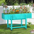 thumbnail image 1 of Raised Garden Bed with Wheels, 48 * 16.7 * 28 in, Poly Elevated Outdoor Planter Box with Tools, Weather Resistant, Standing Growing Bed Herb Planter for, 1 of 16