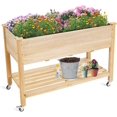 Raised Garden Bed with Wheels, 48" L X 24" W X 33" H Wooden Elevated