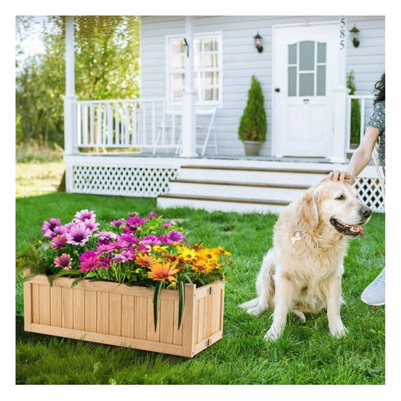 Raised Garden Bed Wooden Folding Planter Box - 27.5" Outdoor Herb Flower Vegetable Grow Box with Removable Bottom & Drainage - Portable Patio Deck Planters
