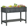 thumbnail image 1 of Raised Garden Bed with 8 Planter Boxes, Dark Grey Wooden Elevated Planter Stand with Shelf - Herbs, Veggies, Flowers, 1 of 9
