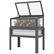 Raised Garden Bed with Flip-Up Mini Greenhouse, Elevated Planter Box with Legs and Bed Liner for Flowers, Vegetables