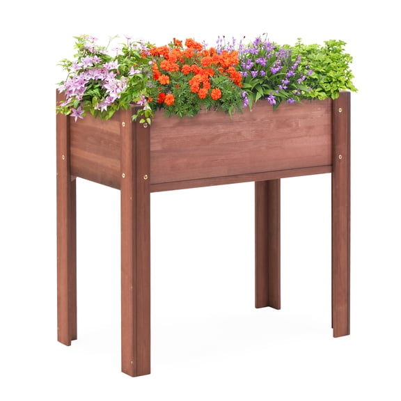 Raised Garden Bed with Legs, 31x16x31'', Outdoor Wood Elevated Planter Box, Grey Cedar, Thick Legs, w/Liner