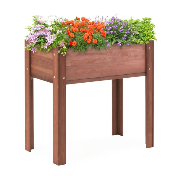 Raised Garden Bed with Legs, 31x16x31'', Outdoor Wood Elevated Planter Box, Grey Cedar, Thick Legs, w/Liner