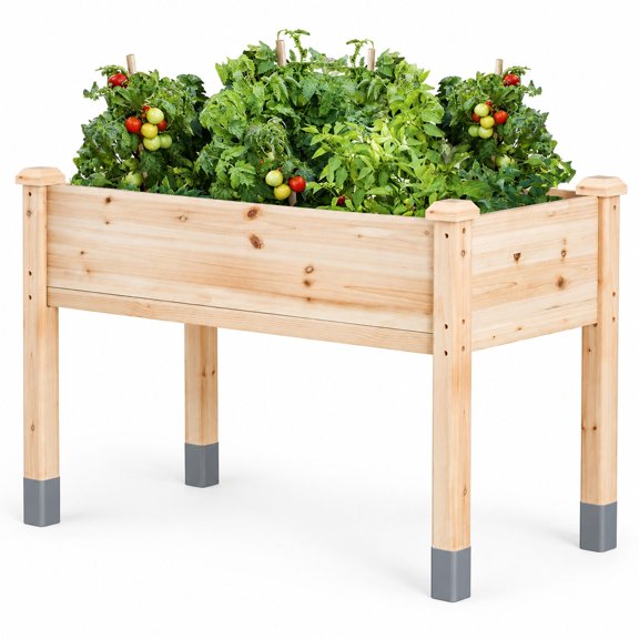 Raised Garden Bed with Legs, 331lb Capacity, 48 x 24.4 x 31, Wooden Fir Wood, for Outdoor Patio and Deck