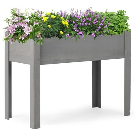 Raised Garden Bed with Legs, 40x20x31'', Outdoor Wood Elevated Planter Box, Thick Legs, w/Liner