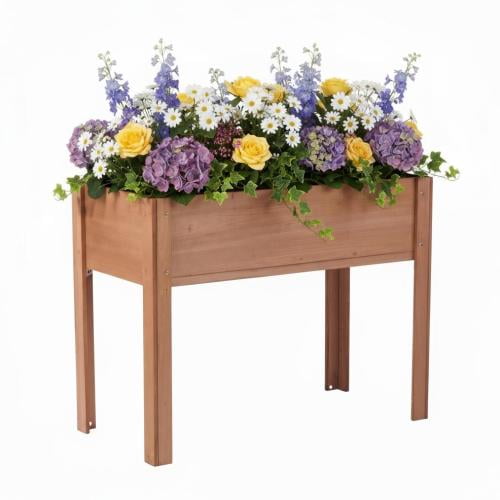 Raised Garden Bed with Legs, 40x20x31 inch Elevated Wooden Planter Box for Outdoor Plants Flowers Fruits Vegetable Herb Growing