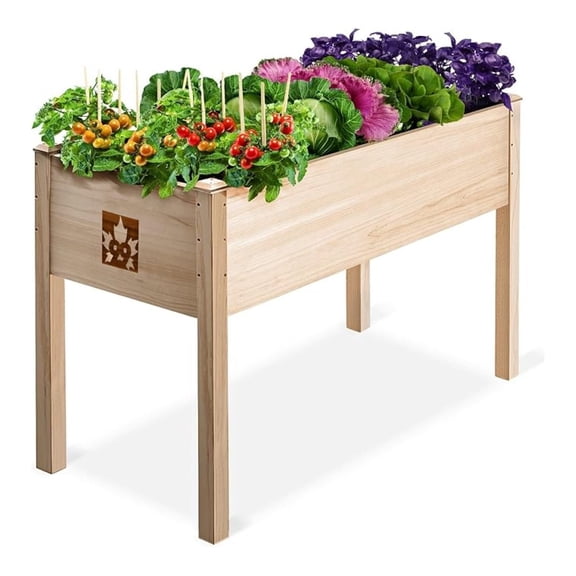 Raised Garden Bed with Legs 48x24x30 - Natural Cedar Wood Elevated Planter Box with Bed Liner for Flowers, Veggies, - 200lb Capacity