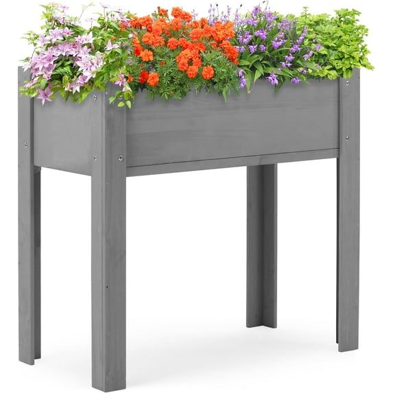 Raised Garden Bed with Legs, 48x24x30'', Outdoor Wood Elevated Planter Box, Thick Legs, w/Liner