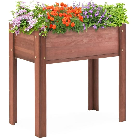 Raised Garden Bed with Legs, 48x24x30'', Outdoor Wood Elevated Planter Box, Thick Legs, w/Liner