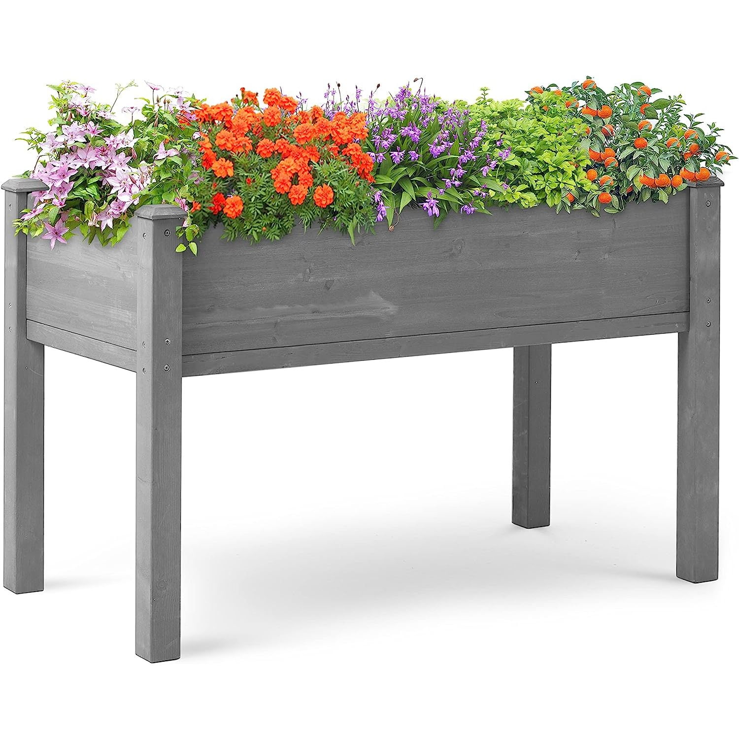 Raised Garden Bed with Legs, 48x24x30'', Outdoor Wood Elevated Planter Box
