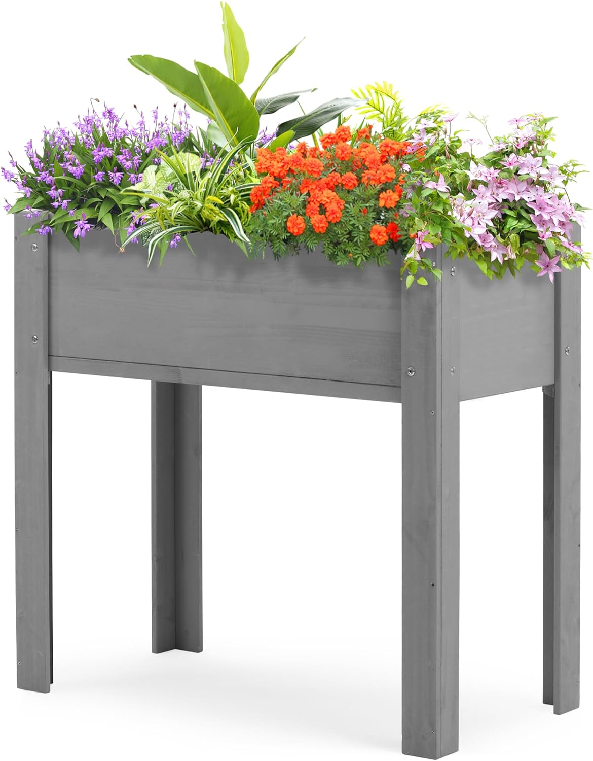 Raised Garden Bed with Legs (48x24x30''), Solid Wood Elevated Planter