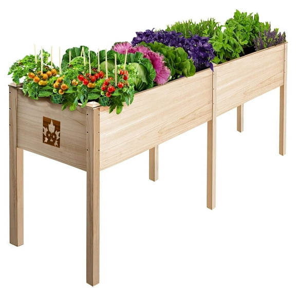 Raised Garden Bed with Legs 72x23x30 - Natural Cedar Wood Elevated Planter Box, Veggies, - 300lb Capacity - Natural