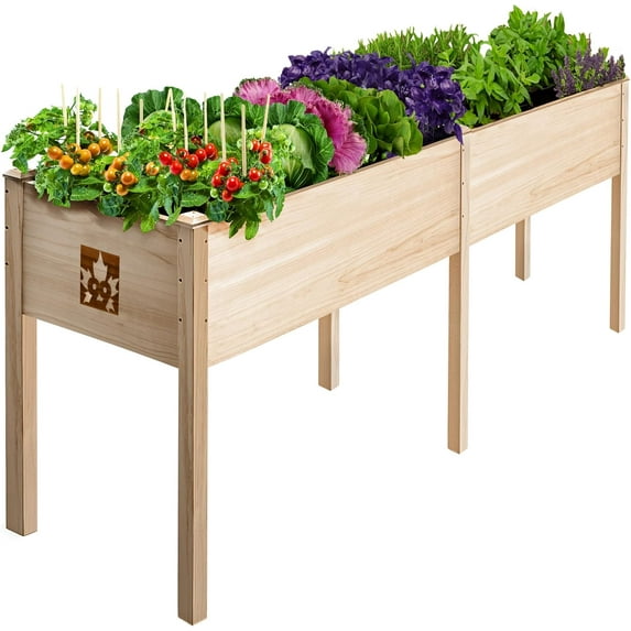 Raised Garden Bed with Legs 72x23x30 - Natural Cedar Wood Elevated Planter Box, Veggies, Herbs - 300lb Capacity - Natural