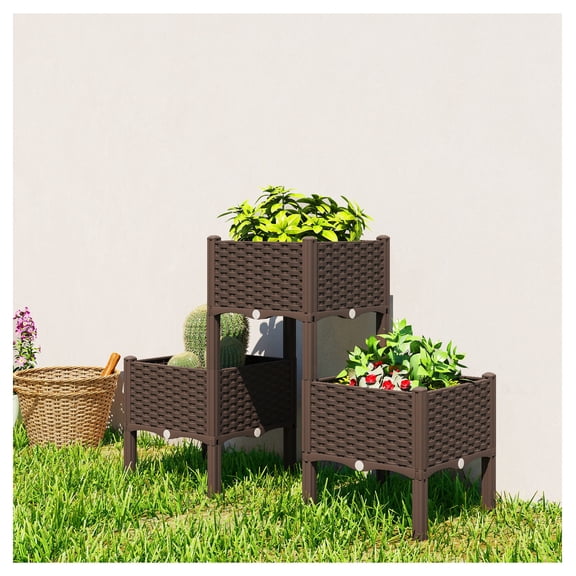 Raised Garden Bed with Legs, Elevated Planter Box - Self Watering, Drainage, Modular Design
