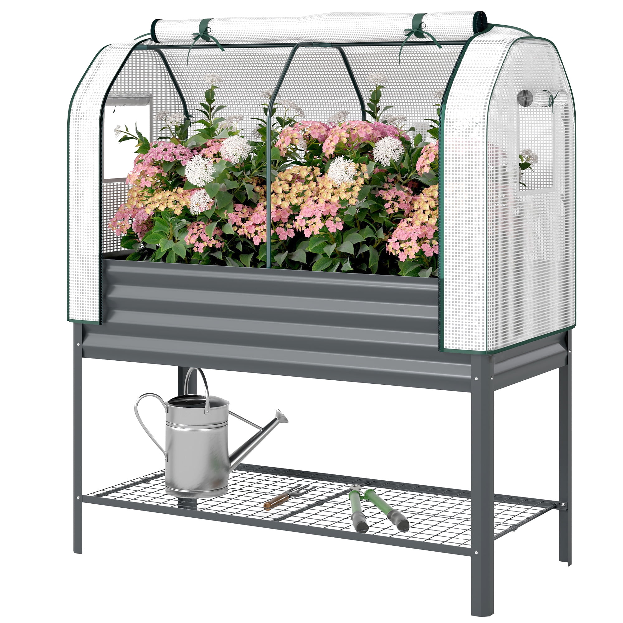 Raised Garden Bed with PE Greenhouse