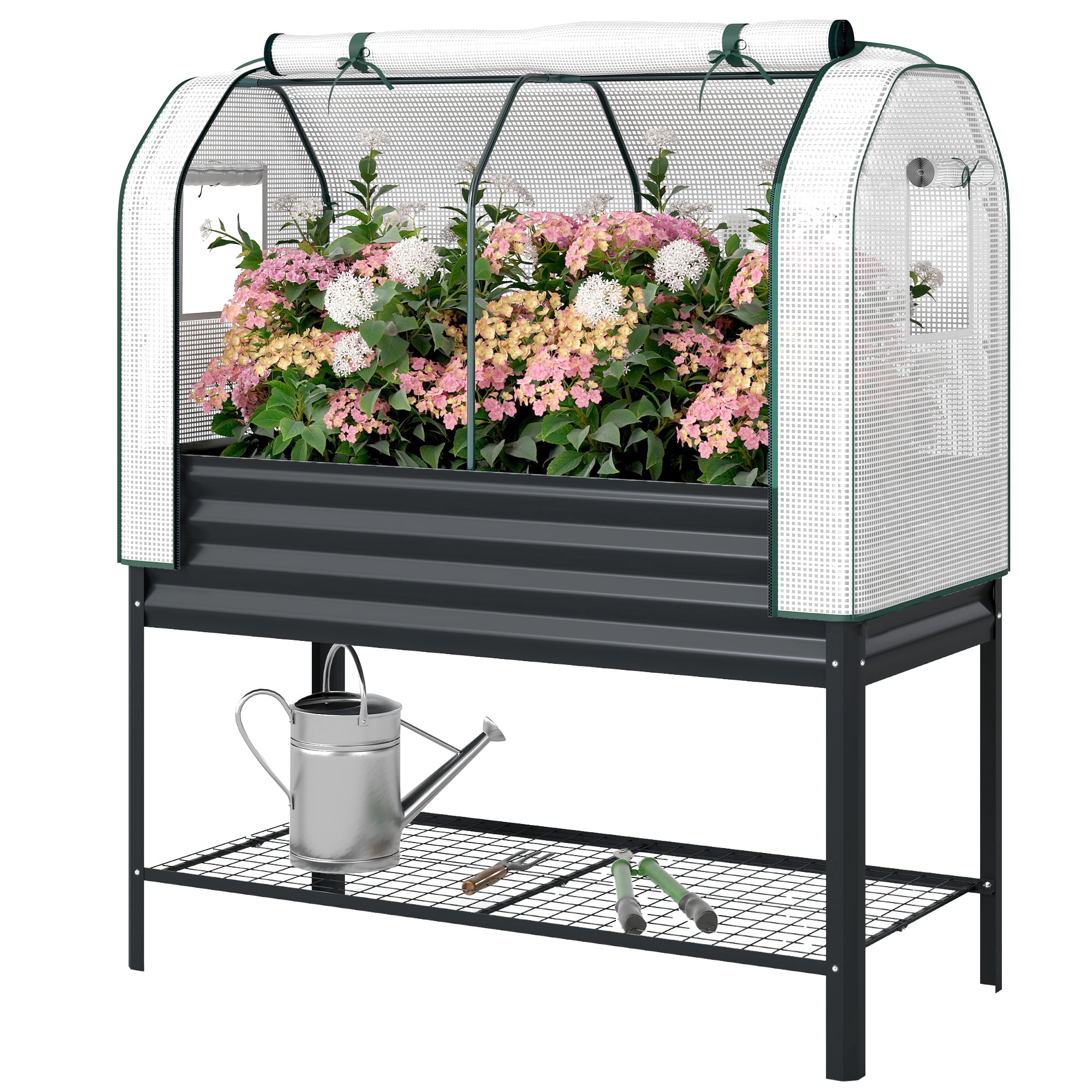 Raised Garden Bed with PE Greenhouse
