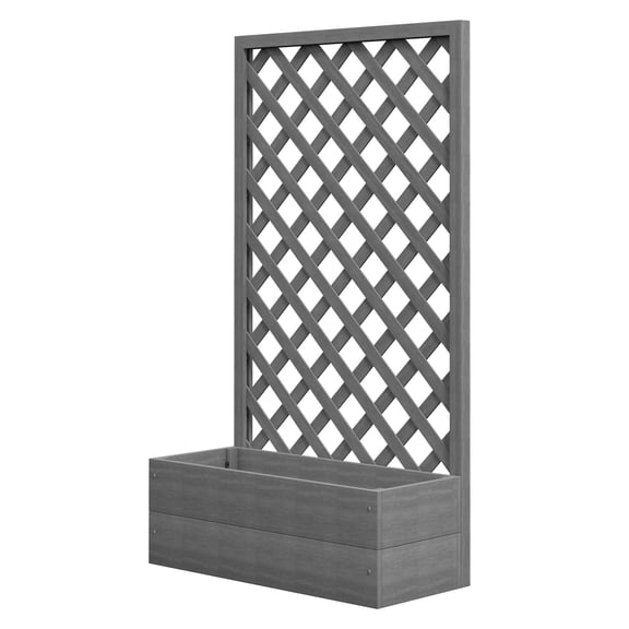 Raised Garden Bed with Trellis - Gray Outdoor Planter for Climbing Plants - 29.5" H - Vegetable, Flower & Herb Growing - Patio, Deck, Balcony