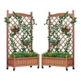 thumbnail image 1 of Raised Garden Bed with Trellis Set of 2, Outdoor Wood Planter Box & Plant Stand with Climbing Racks, 1 of 1