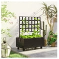 Raised Garden Bed with Trellis &amp; Wheels, Outdoor Planter Box, Elevated ...