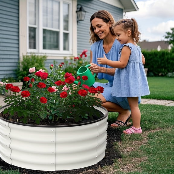 Raised Garden Beds Outdoor, 2 Pack 3x3x1ft Galvanized Raised Garden Bed for Gardening, Round Metal Planter Box for Planting Vegetables And Flower