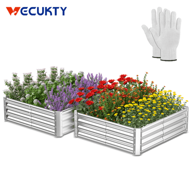 Raised Garden Beds,VECUKTY 9x3x1 ft, 3×3×1 ft (2 Pack)Galvanized Planter Raised Bed for Gardening, Vegetables, Flowers ,Large Metal Garden Box