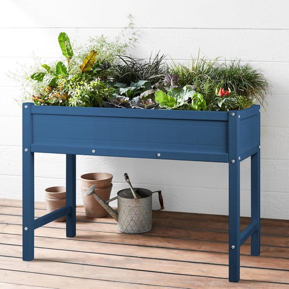 Raised Garden Planting Bed with Legs,HDPE Elevated Planter Box Rot-Resistant and Non-Cracking for Herb Vegetable Flower with Drainage Hole Outdoors/Indoors Planter Raised Beds,Navy