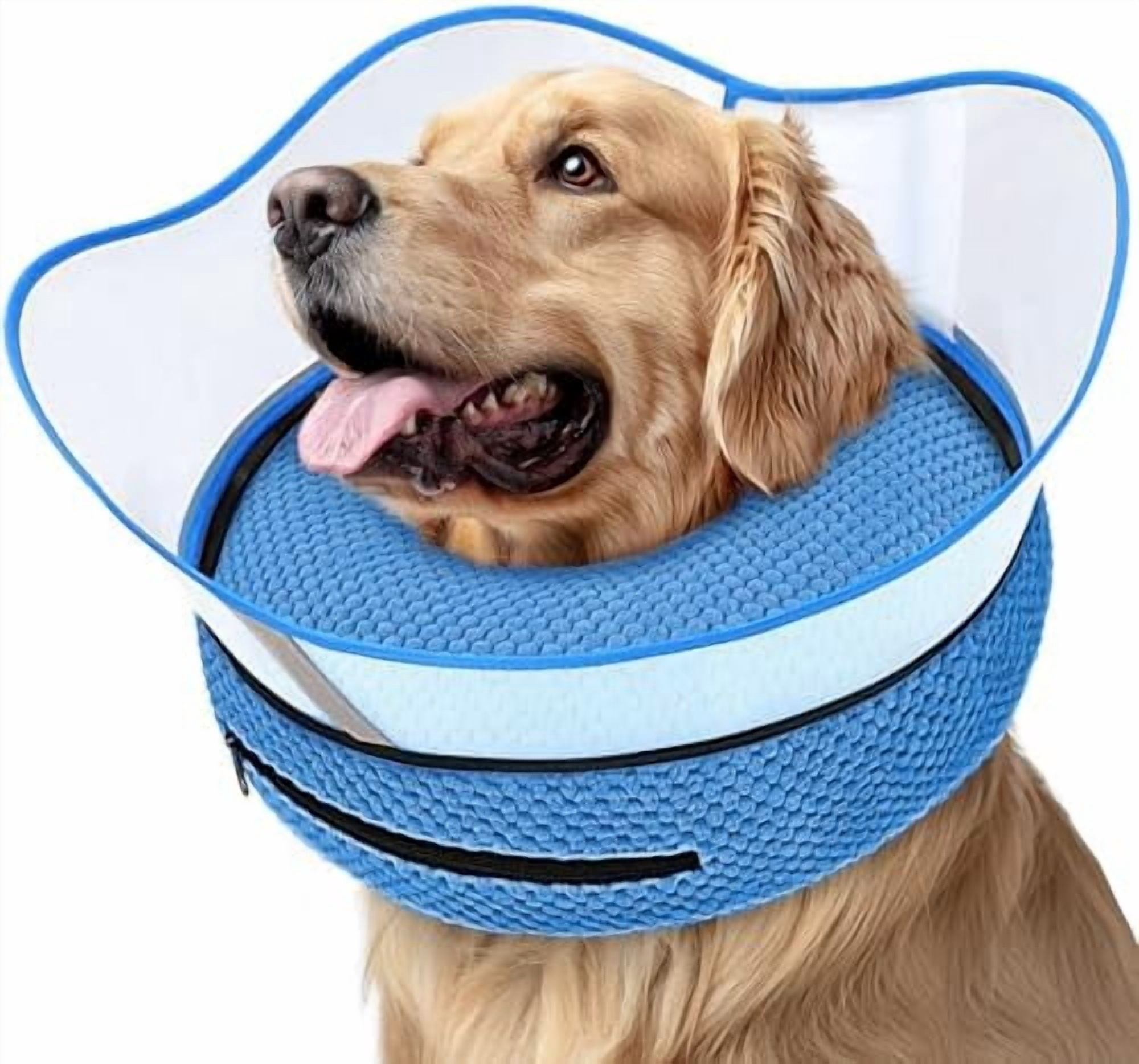 Raised Inflatable Dog Cone Alternative Collars for After Surgery, Dog Donut Collar After Surgery, Soft Pet Cone for Small Medium Large Dogs to Stop Licking Blue,L(Neck 12"-16")
