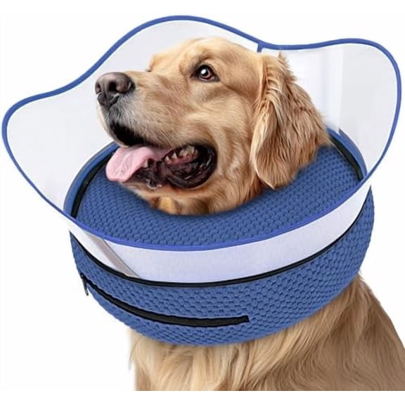 Raised Inflatable Dog Cone Alternative Collars for After Surgery, Dog Donut Collar After Surgery, Soft Pet Cone for Small Medium Large Dogs to Stop Licking Navy,S(Neck 7"-9.5")