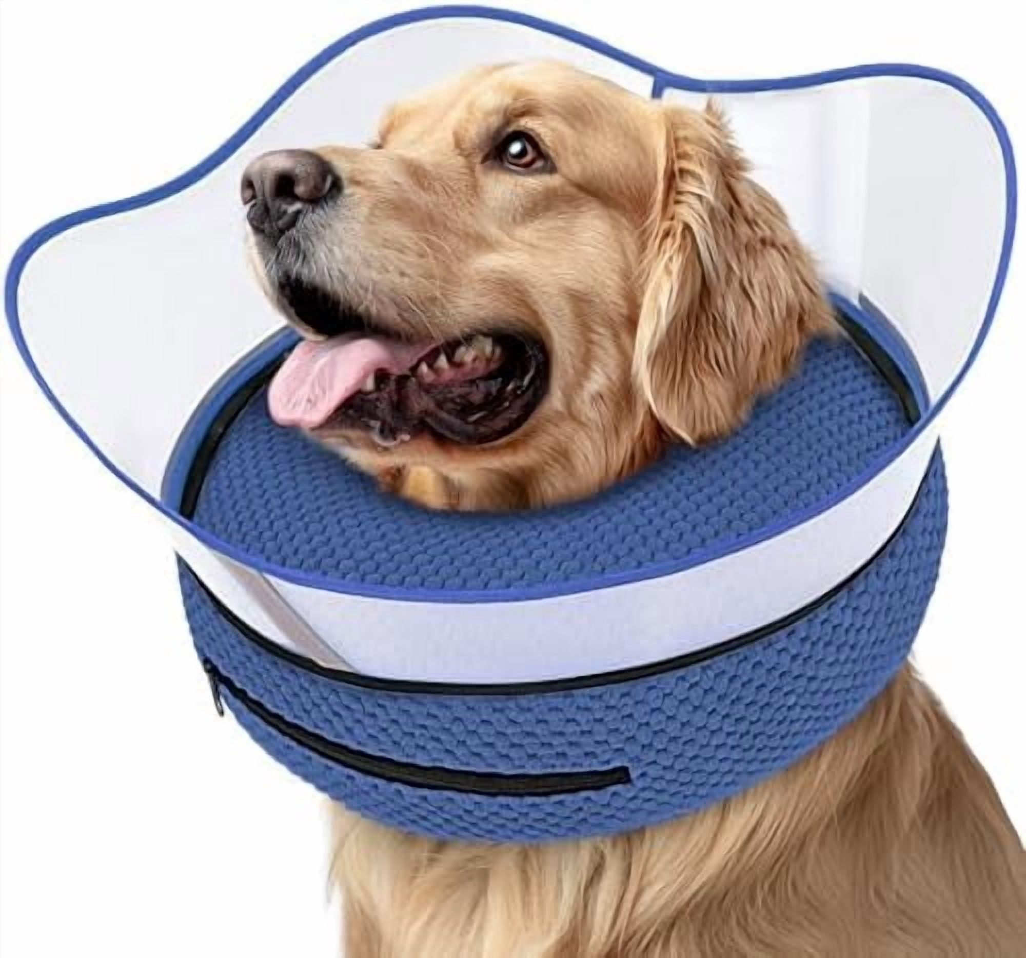 Raised Inflatable Dog Cone Alternative Collars for After Surgery, Dog Donut Collar After Surgery, Soft Pet Cone for Small Medium Large Dogs to Stop Licking Navy,XXL(Neck 18.5"-23.5")