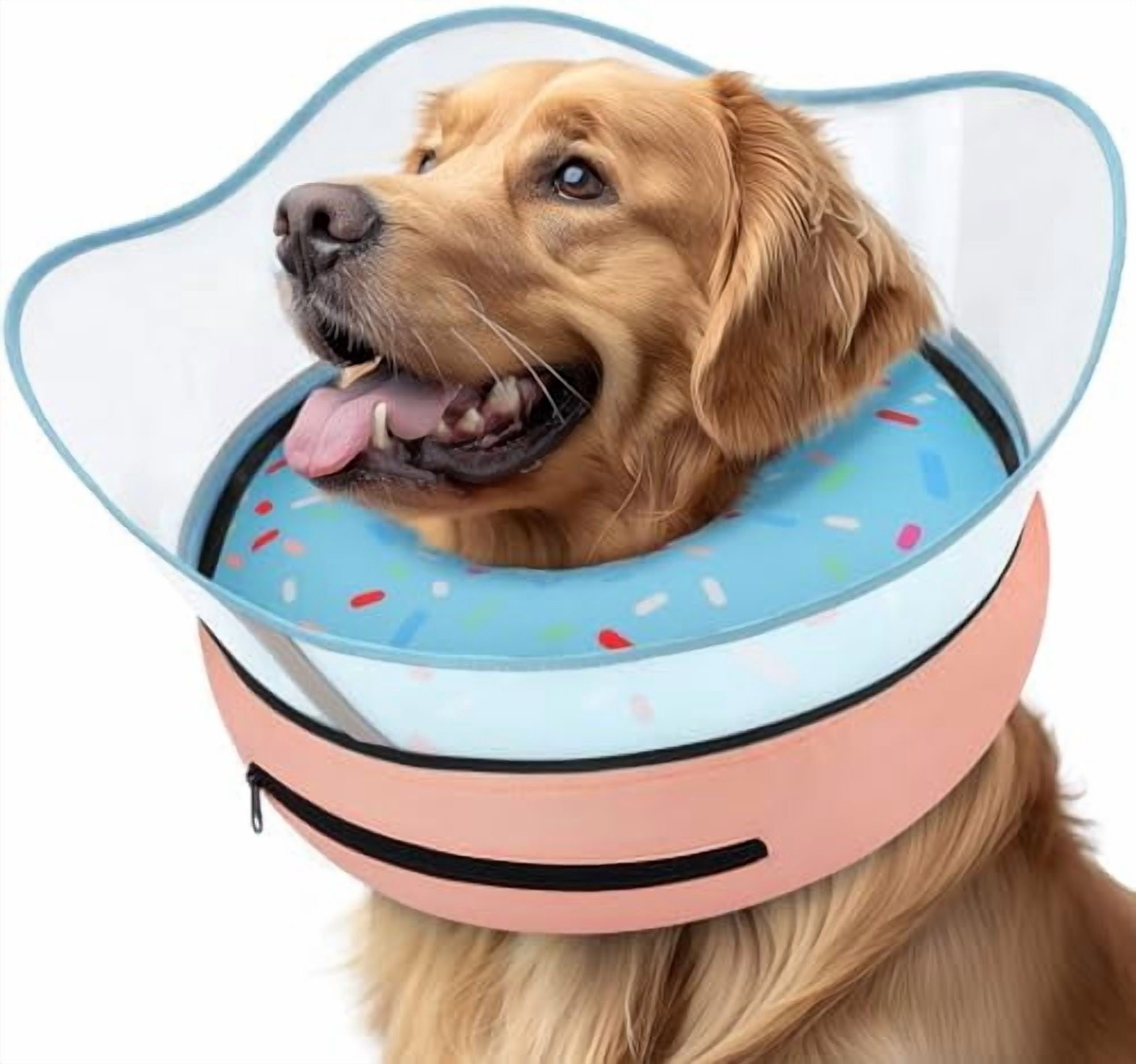 Raised Inflatable Dog Cone Collar to Stop Licking, Soft Dog Cone Alternative After Surgery, Doggie Neck Donut Collar for Small Medium Large Dogs Donut Light Blue,M(Neck 9"-12.5")