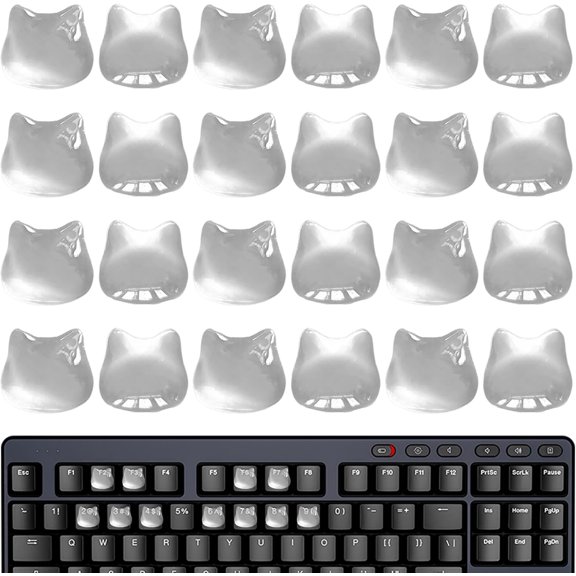 Raised Keyboard Stickers For Long Nails, 40PCS Transparent Cat Head Keyboard Cover Protector, Self Adhesive Laptop Typing Aid With Optimized Touch Feedback For Nail Art (Clear)