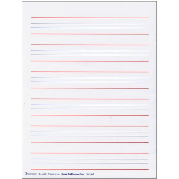 Raised Line Writing Paper - Red and Blue Lines -Package of 50