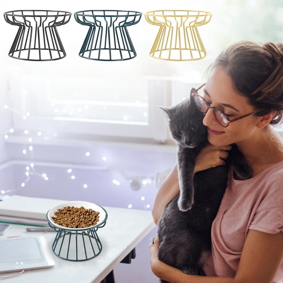 Raised Metal Pet Bowl Stand Iron Frame for Cats and Small Dogs, Elevated Feeder Base to Reduce Neck Strain and Vomiting