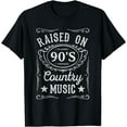 thumbnail image 1 of Raised On 90's Country Music Vintage Funny Retro Southern T-Shirt Black 4X-Large, 1 of 4