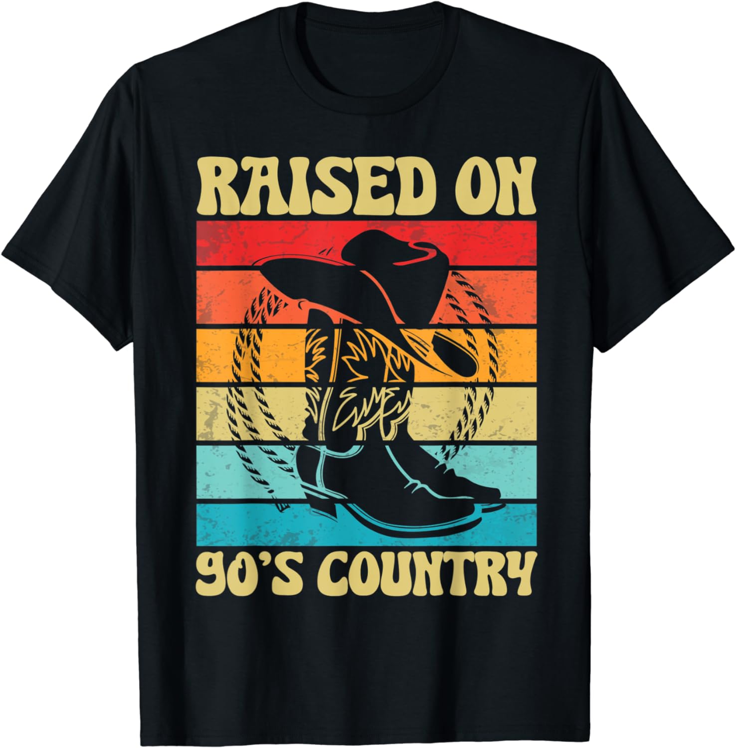 Raised On 90s Country Retro Vintage Western Cowboy Cowgirl T-Shirt ...