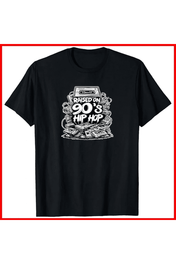Raised On 90s Hip Hop Cassette Tape Graffiti Rap Music Lyric Top Unisex T-Shirt, up to size 5XL