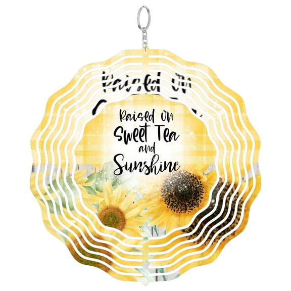 Raised On Sweet Tea And Sunshine 3D Wind Spinner Southern Summer Garden Art