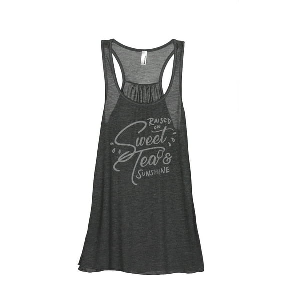Raised On Sweet Tea And Sunshine Women's Fashion Sleeveless Flowy Racerback Workout Yoga Tank Top Charcoal Grey Large