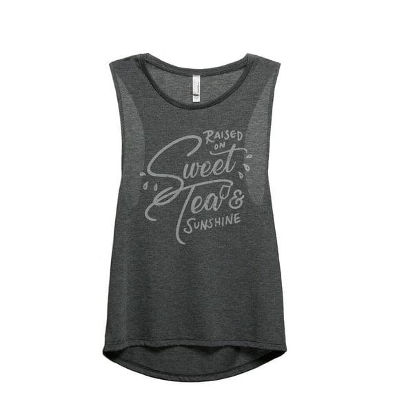 Raised On Sweet Tea And Sunshine Women's Fashion Sleeveless Muscle Workout Yoga Tank Top Charcoal Grey Medium