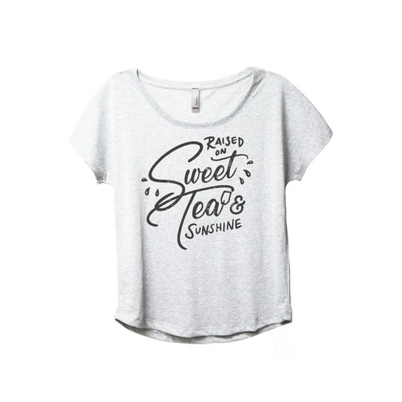 Raised On Sweet Tea And Sunshine Women's Fashion Slouchy Dolman T-Shirt Tee Heather White 3X-Large
