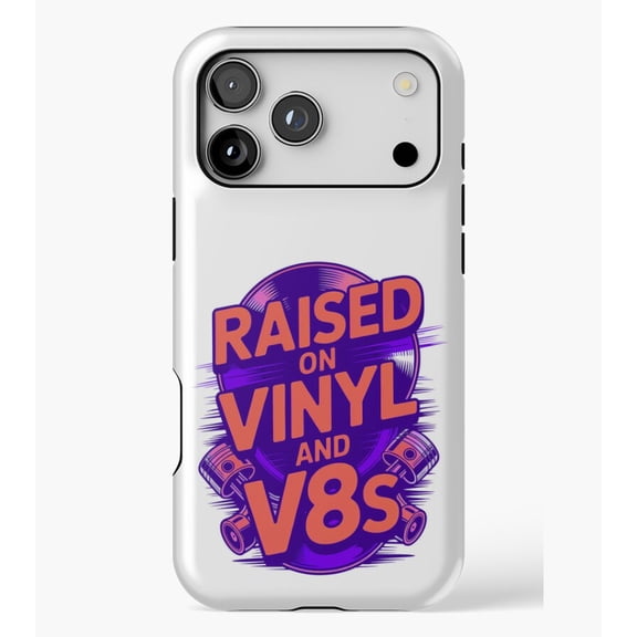Raised On Vinyl and V8s M2059, Protective Case for iPhone 17 16 15 14 13 12 11 Pro Max – Modern Unisex Style