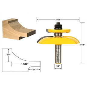 Raised Panel Router Bit with Back cutter - Cove 3-1/4" Diameter - Yonico 12135