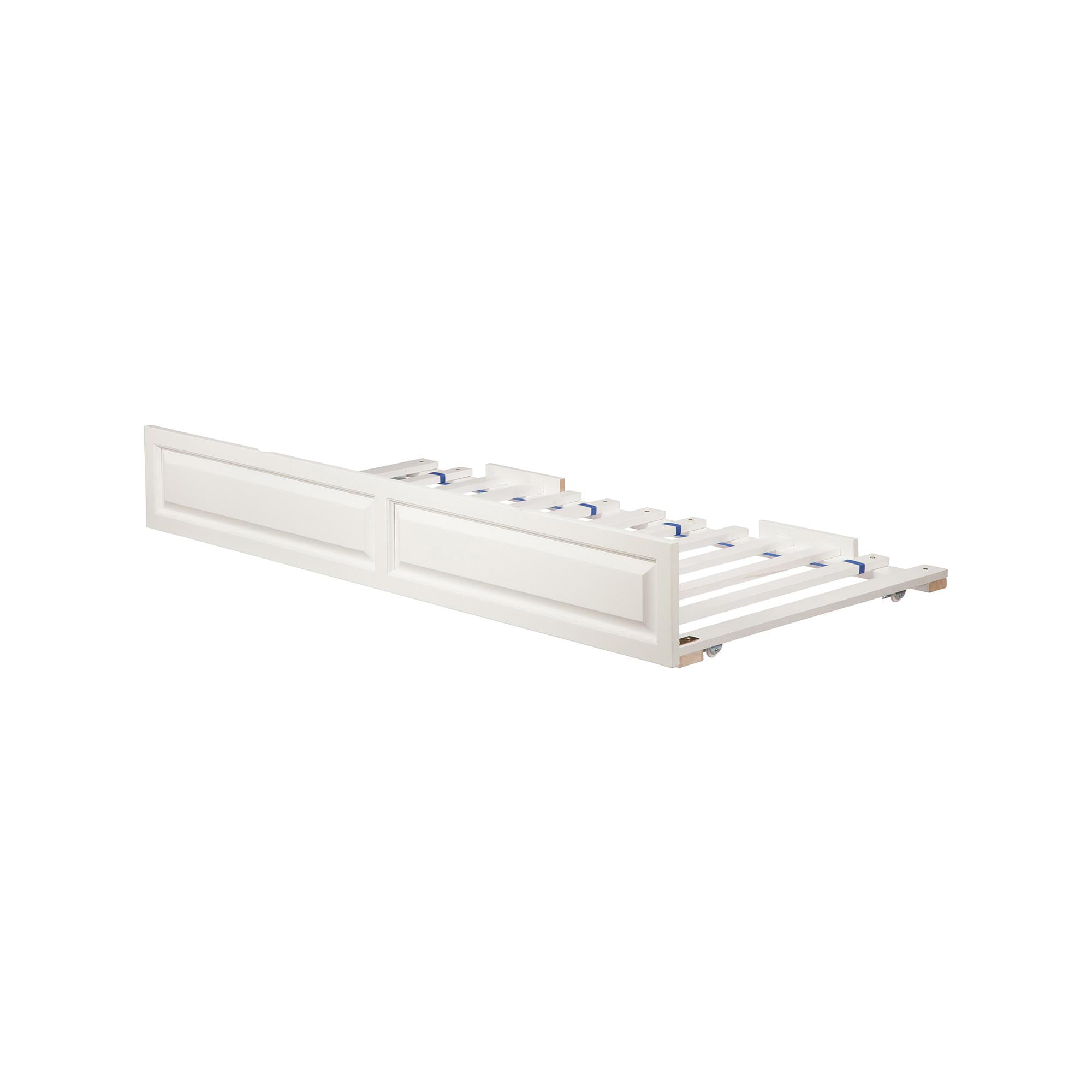 White Twin Wood Trundle Bed with Storage Drawer
