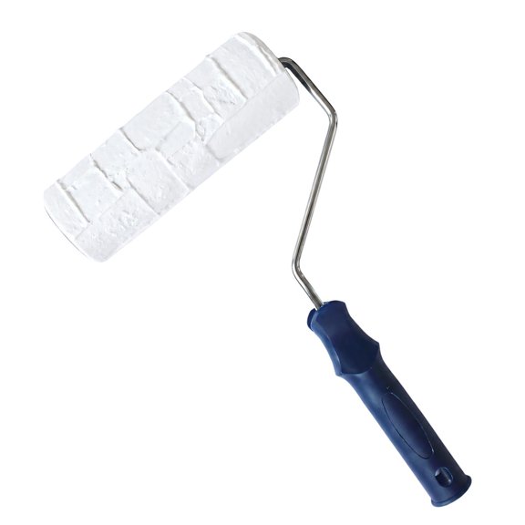 Raised Pattern Paint Roller with Rubber Textured Face and Integrated Handle for Decorative Wall Painting Projects