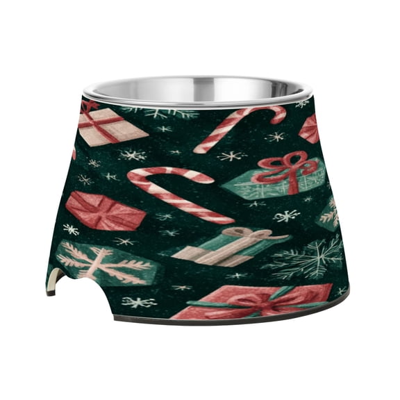 Raised Pet Bowl with Removable Stainless Steel Insert Anti-Slip No-Tip Dog Bowl for Small to Medium Pets Christmas Gift Elements