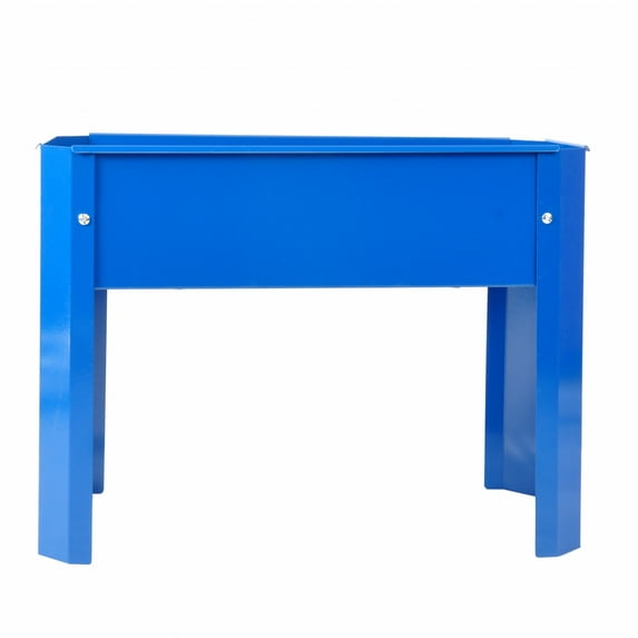 Raised Planter Bed with Metal Legs, Outdoor Plant Vegetables and Flower Gardening Perfect for Patio, Lawn & Backyard, Large Metal Flowerpot, 24x10.5x17.5 Inch, Blue